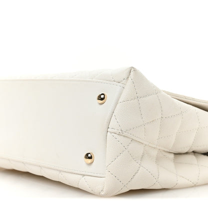 Caviar Quilted Small Chain Coco Handle Flap White