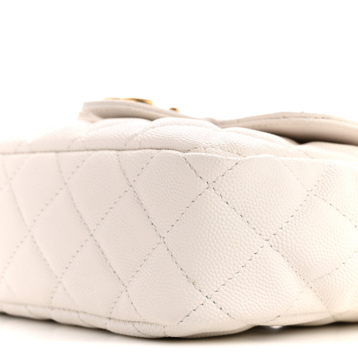 Caviar Quilted Small Wavy CC Hobo White