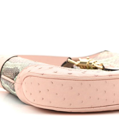 Snakeskin Ostrich Calfskin Small Jackie 1961 Hobo Pink Multicolor