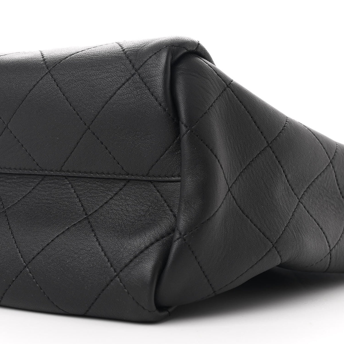 Caviar Stitched Large Lady Coco Shopping Tote Black