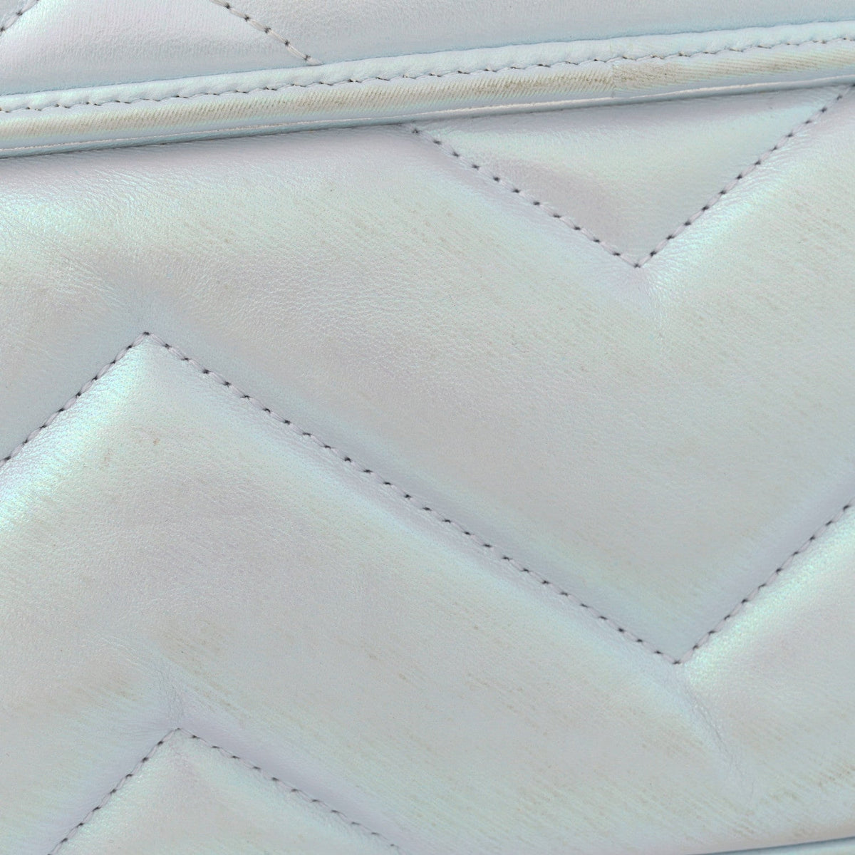Iridescent Nappa Chevron Matelasse Small GG Marmont Shoulder Bag Iridescent Snow Light Blue