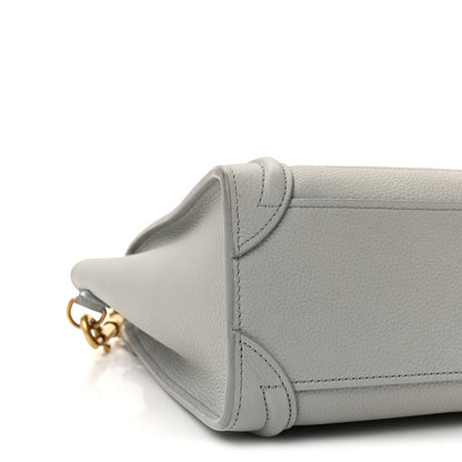 Drummed Calfskin Nano Luggage Pearl Blue