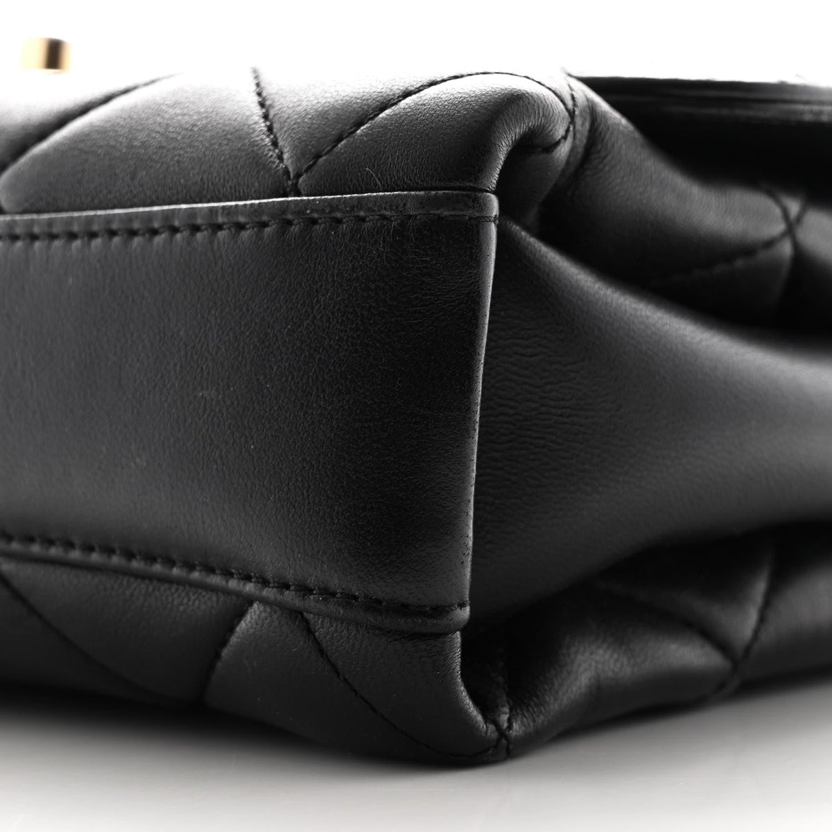 Lambskin Quilted CC Crystal Logo Chain Flap Black