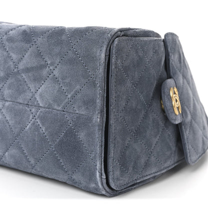 Suede Quilted Small Chanel 25 Handbag Blue