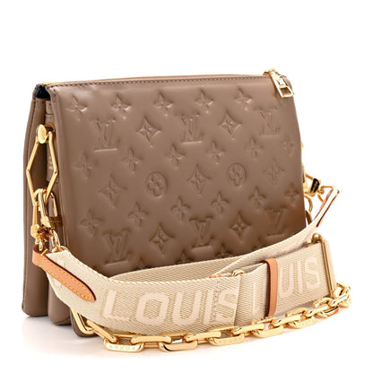 Lambskin Embossed Monogram Coussin PM Taupe