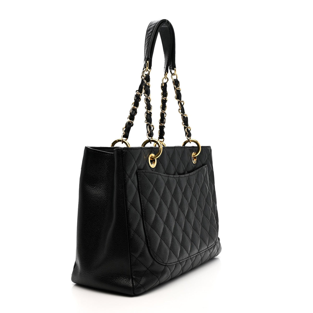 Caviar Quilted Grand Shopping Tote GST Black