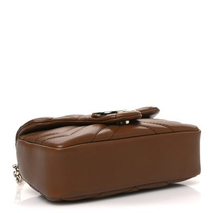 Lambskin Matelasse Mini GG Marmont Shoulder Bag Brown