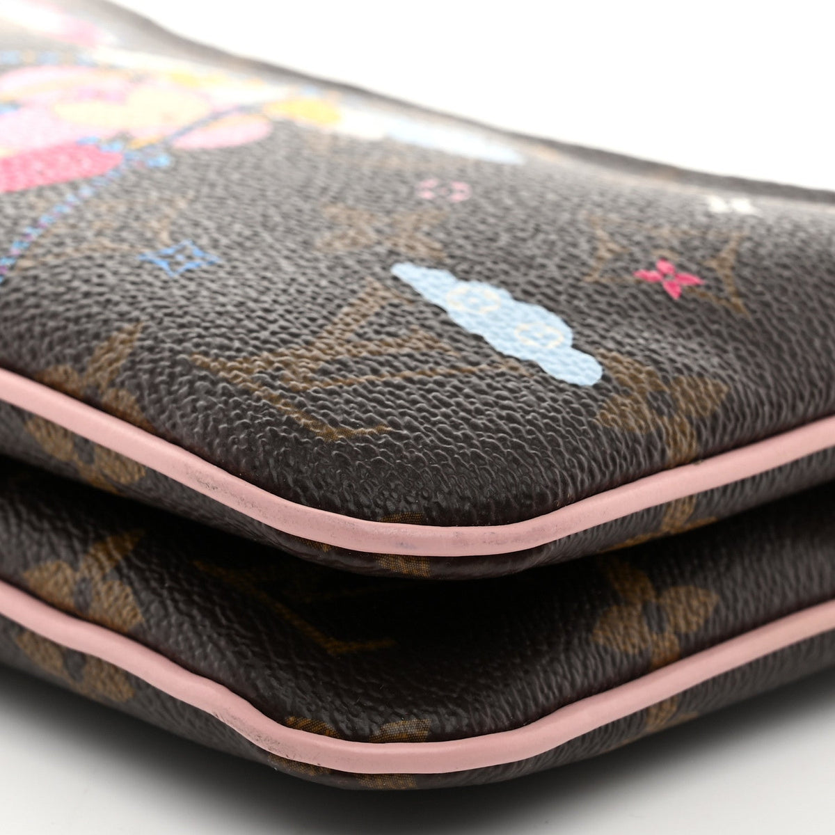 Monogram 2020 Christmas Animation Big Wheel Double Zip Pochette Rose Ballerine
