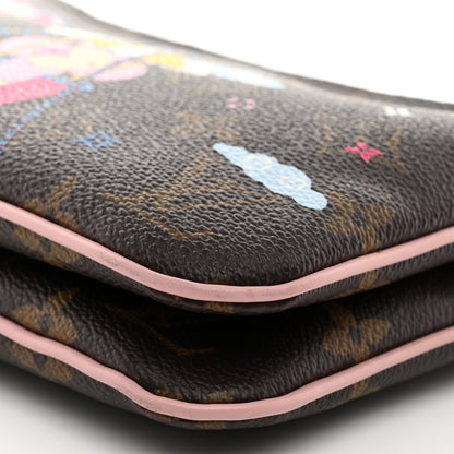 Monogram 2020 Christmas Animation Big Wheel Double Zip Pochette Rose Ballerine