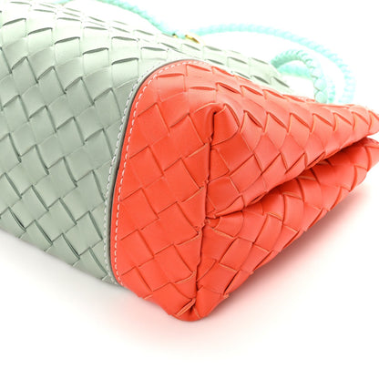 Nappa Intrecciato Small East West Andiamo Shoulder Bag New Sauge Orange Celadon