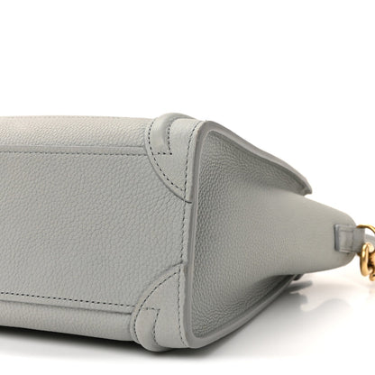 Drummed Calfskin Nano Luggage Pearl Blue