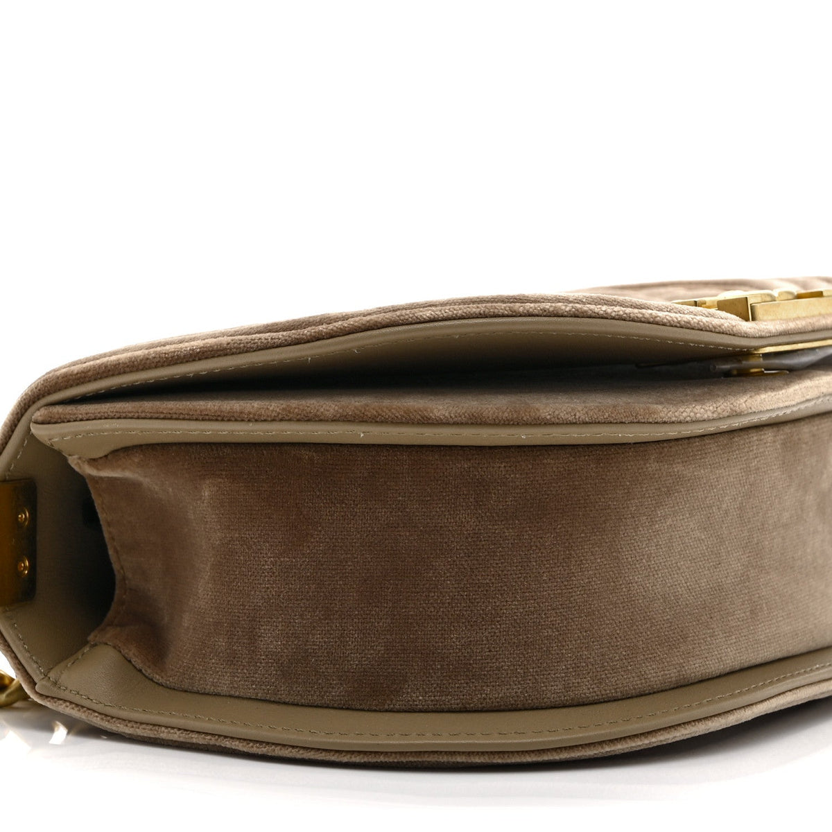 Velvet Quilted Small Boy Messenger Bag Beige