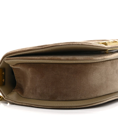 Velvet Quilted Small Boy Messenger Bag Beige