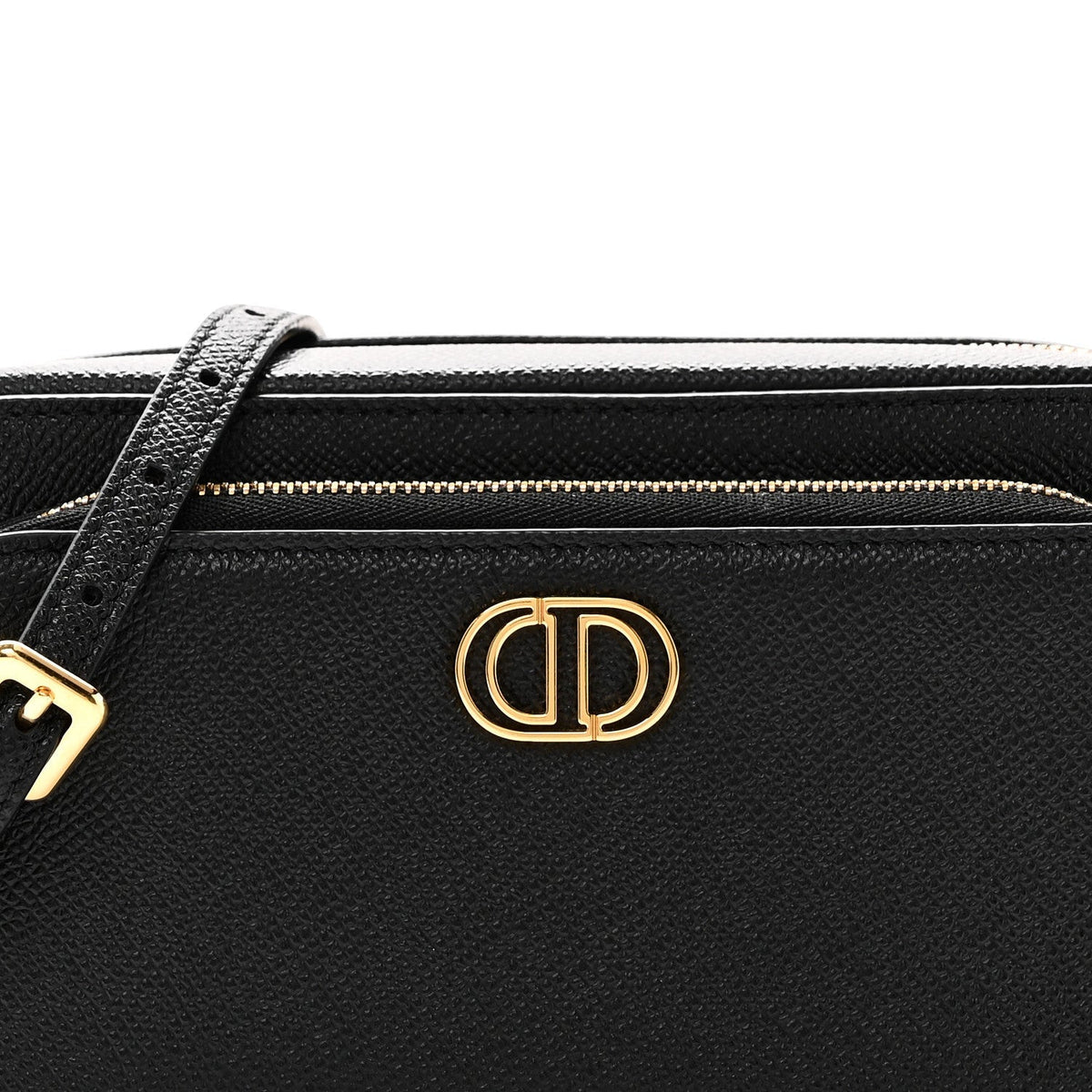 Grained Calfskin Caro Double Pouch Black