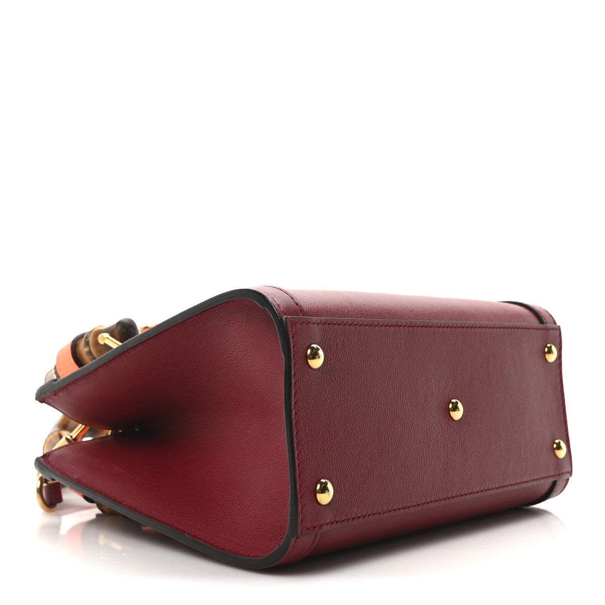 Wonka Grain Calfskin Mini Diana Tote Bag Dark Red Orange Fluo