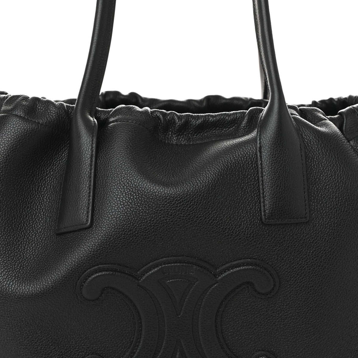 Calfskin Cuir Triomphe Cabas Drawstring Black