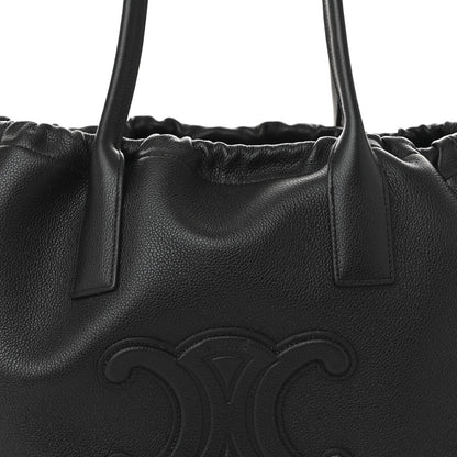 Calfskin Cuir Triomphe Cabas Drawstring Black