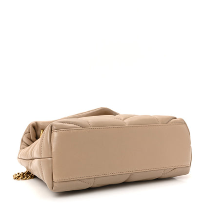 Lambskin Quilted Toy Loulou Puffer Monogram Chain Satchel Dark Beige