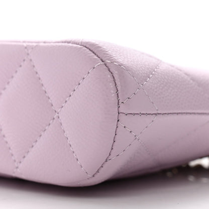 Caviar Quilted Clutch with Chain Light Purple