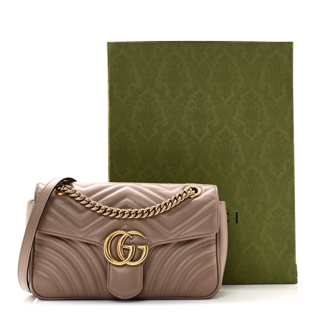 Calfskin Matelasse Small GG Marmont Shoulder Bag Porcelain Rose