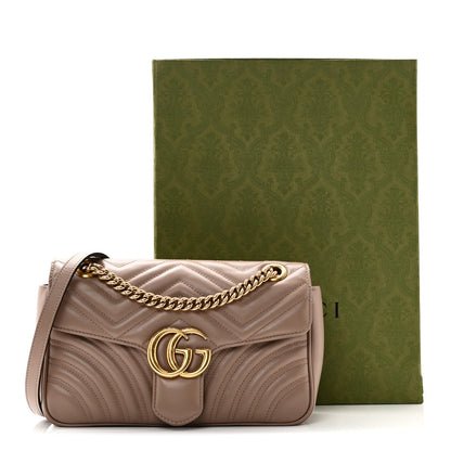 Calfskin Matelasse Small GG Marmont Shoulder Bag Porcelain Rose
