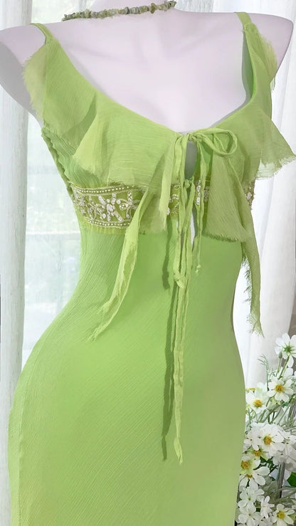 The Wizard of Oz Sheath Spaghetti Strap Ruffle Chiffon Homecoming Dress SH3209