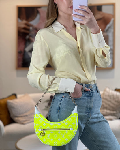 *HOT* Louis Vuitton Neon Yellow Jacquard  Monogram Loop Bag with Champagne Gold Hardware