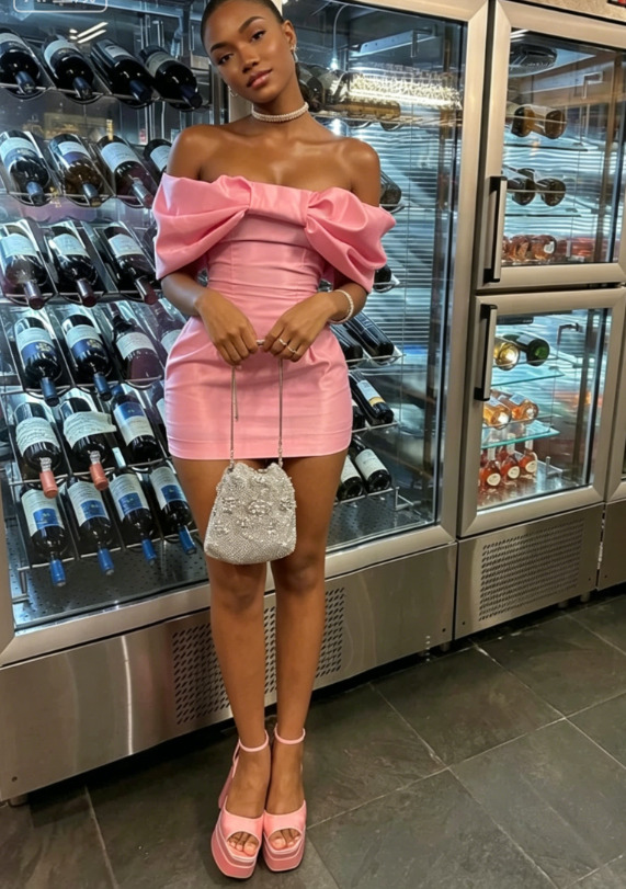 Trendy Pink Off The Shoulder Short Prom Dress,Homecoming Dress  SH723
