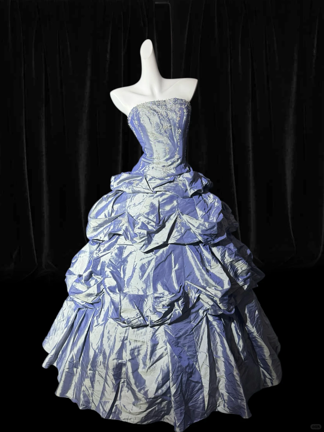 Vintage Ball Gown Strapless Beaded Purple Satin Prom Dress Graduation Prom Dress SH5492