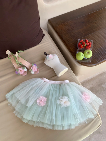 Sweety A Line Strapless Floral Tulle Short Prom Dress Homecoming Dress SH5838