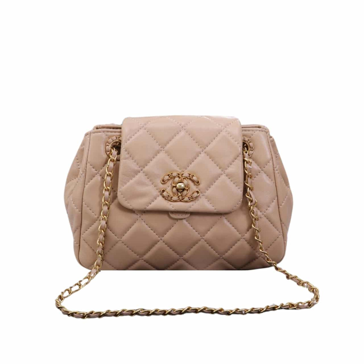 CHANEL MIX ACCORDION CC FLAP BAG QUILTED GLAZED CALFSKIN PINK 23CM