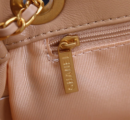CHANEL MIX ACCORDION CC FLAP BAG QUILTED GLAZED CALFSKIN PINK 23CM