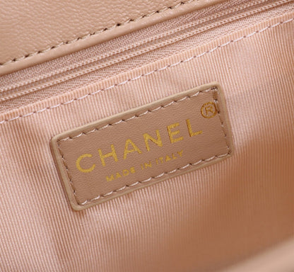 CHANEL MIX ACCORDION CC FLAP BAG QUILTED GLAZED CALFSKIN PINK 23CM