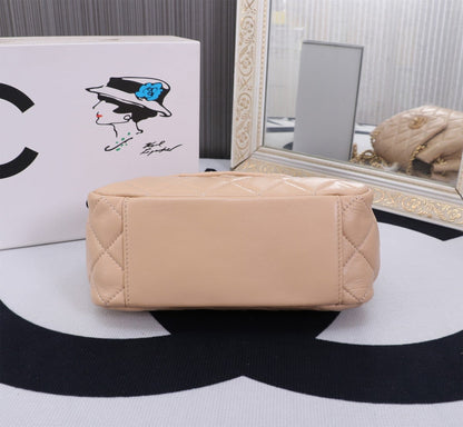 CHANEL MIX ACCORDION CC FLAP BAG QUILTED GLAZED CALFSKIN PINK 23CM
