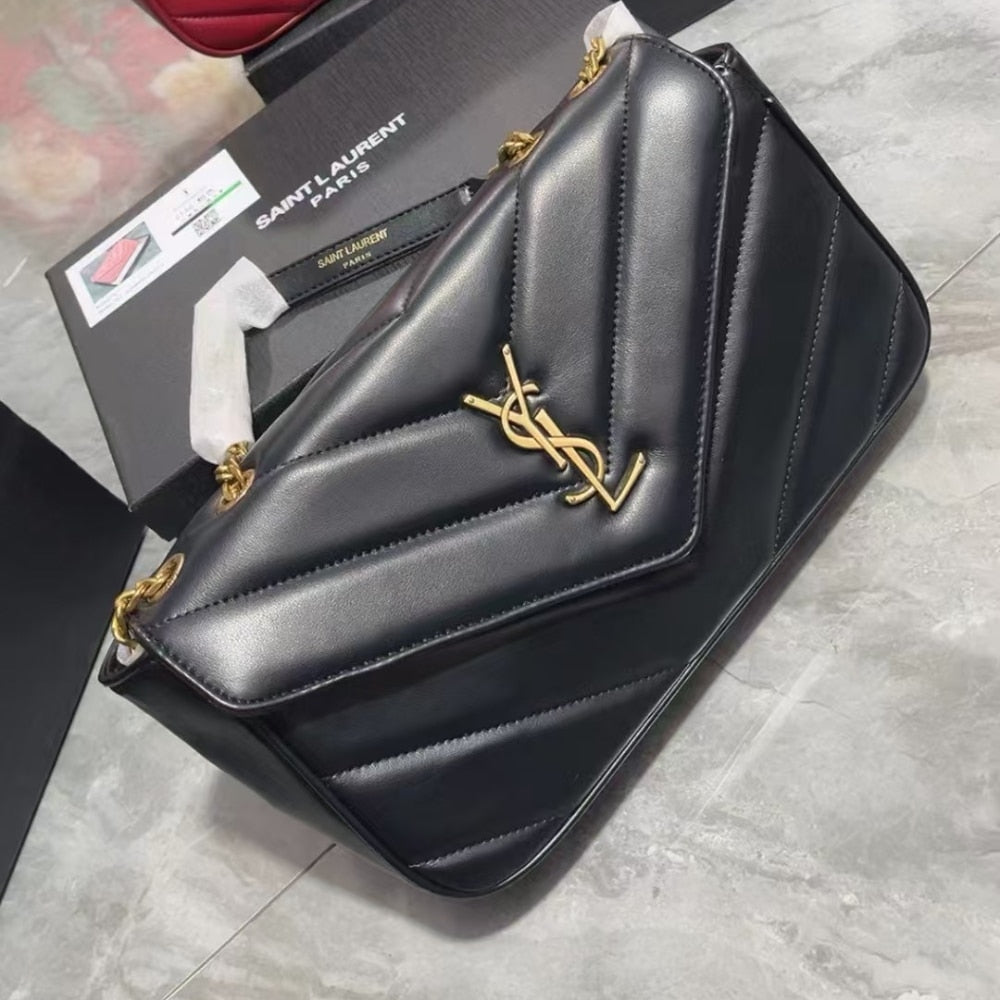 SAINT LAURENT LOULOU MEDIUM CHAIN BAG BLACK 29CM 801439AAEAX1000
