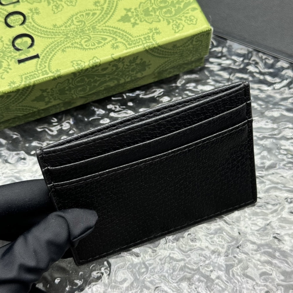 GUCCI ANIMALIER LEATHER CARD CASE BLACK 10CM 523685 DJ20T 1000