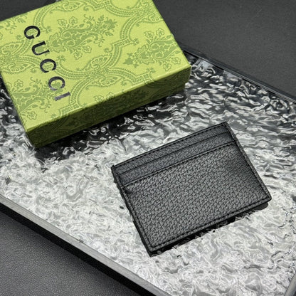 GUCCI ANIMALIER LEATHER CARD CASE BLACK 10CM 523685 DJ20T 1000
