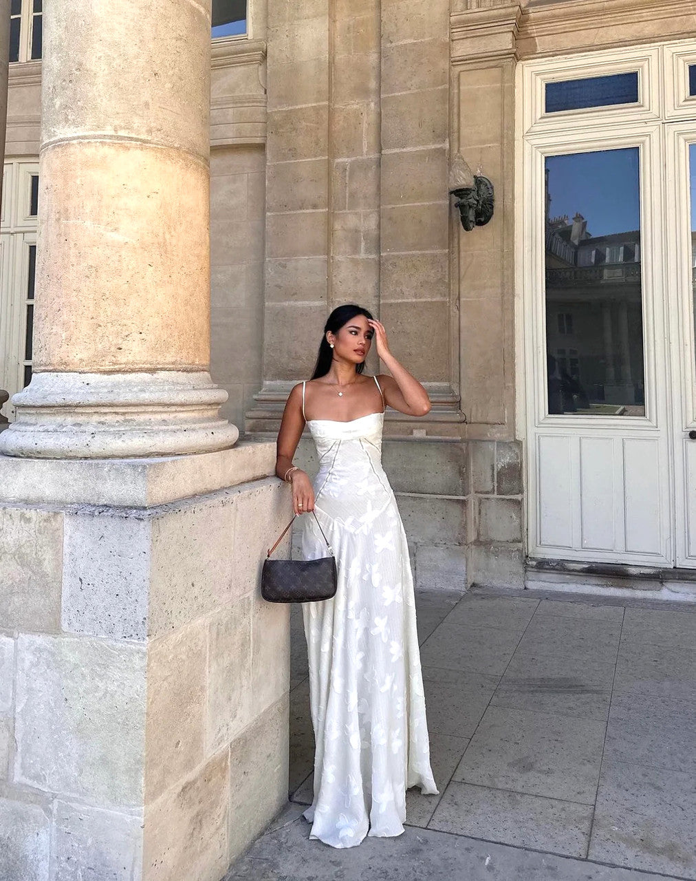 Ivory A-Line Straps Long Party Dress Wedding Guest Dress, D49