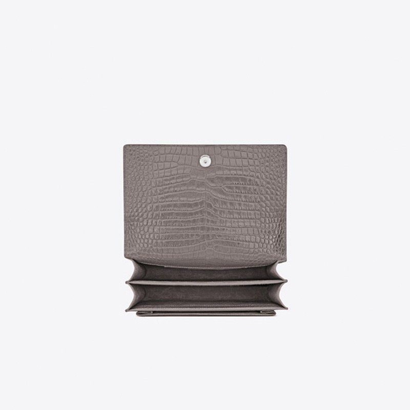 Saint Laurent Sunset Medium In Crocodile Embossed Shiny Leather