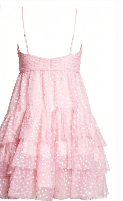 Cute A Line Spaghetti Straps Pink Sequin Short Formal Homecoming Dresses Party Graduation Dress Hoco Dresses DH2738