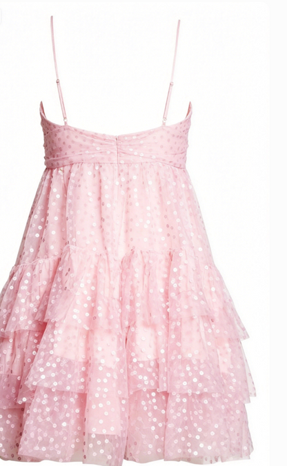 Cute A Line Spaghetti Straps Pink Sequin Short Formal Homecoming Dresses Party Graduation Dress Hoco Dresses DH2738