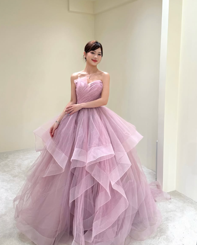 Sweety Ball Gown Strapless Ruffle Sequin White Tulle Prom Dress Evening Dress SH5105