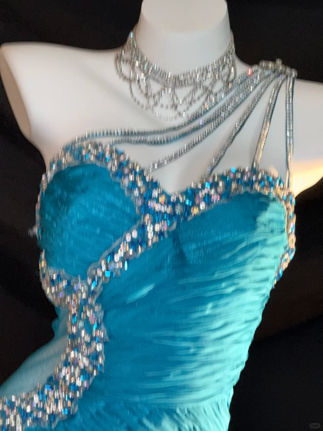 Vintage Blue A Line One Shoulder Beaded Chiffon Prom Dress Graduation Prom Dress SH5433