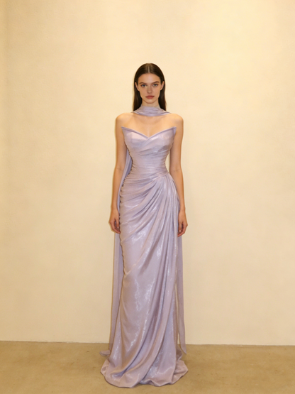 Elegant Prom Dress V-neck Pleated Mermaid Evening Dress Gala Dress        D3060