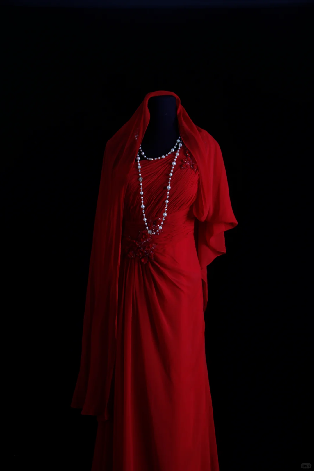 Vintage A Line One Shoulder Appliques Red Chiffon Prom Dress Wedding Guest Dress SH5335