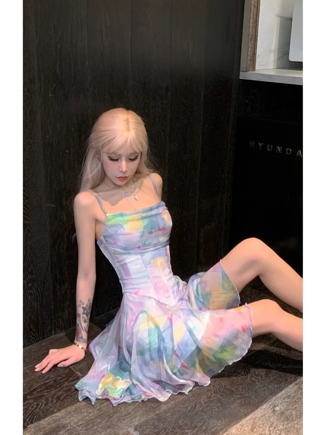 Summer Colorful A Line Spaghetti Strap Chiffon Short Homecoming Dress Outfits SH5826