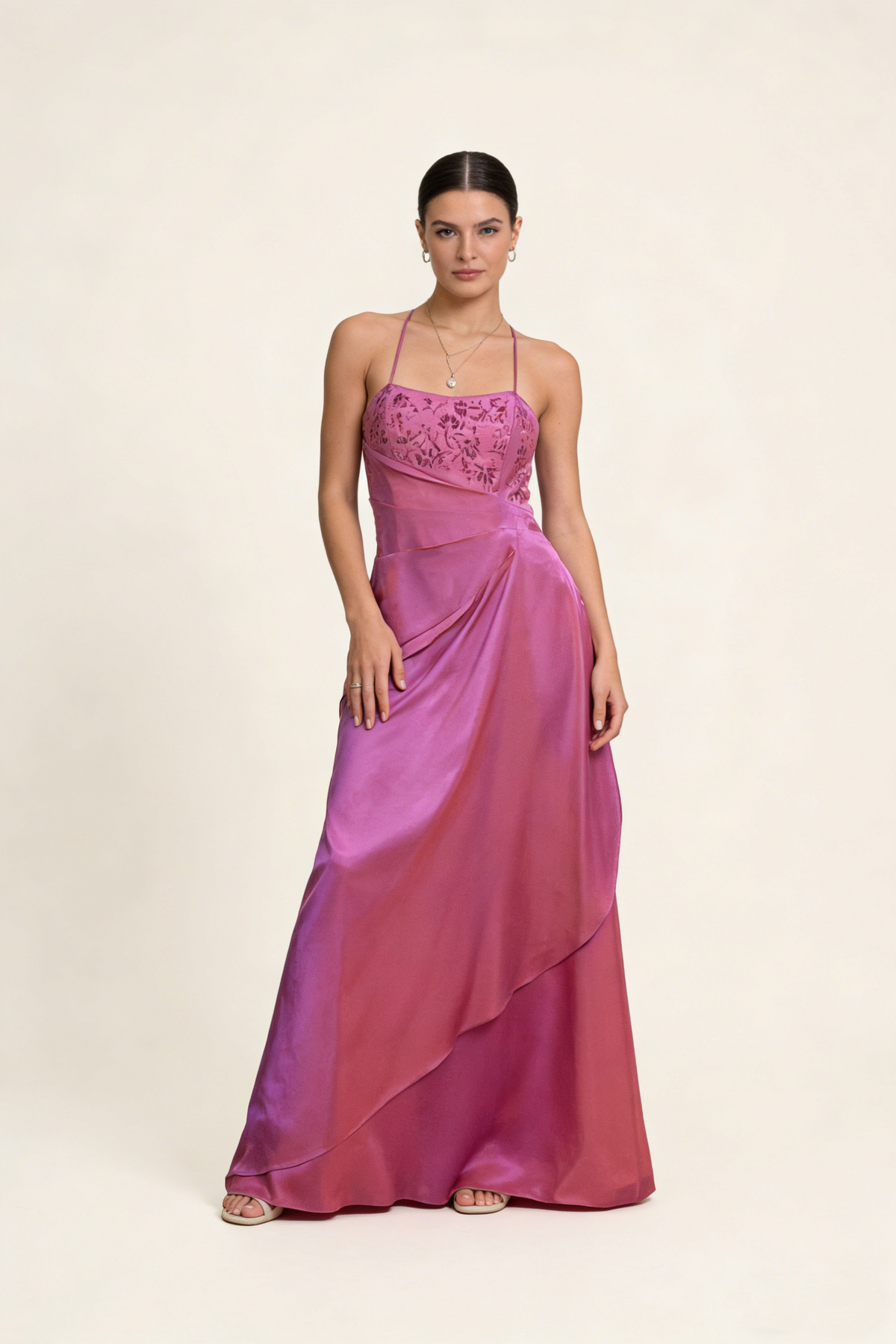 Fuchsia Spaghetti Straps A-Line Vintage Party Dress Birthday Outfits, MD7947