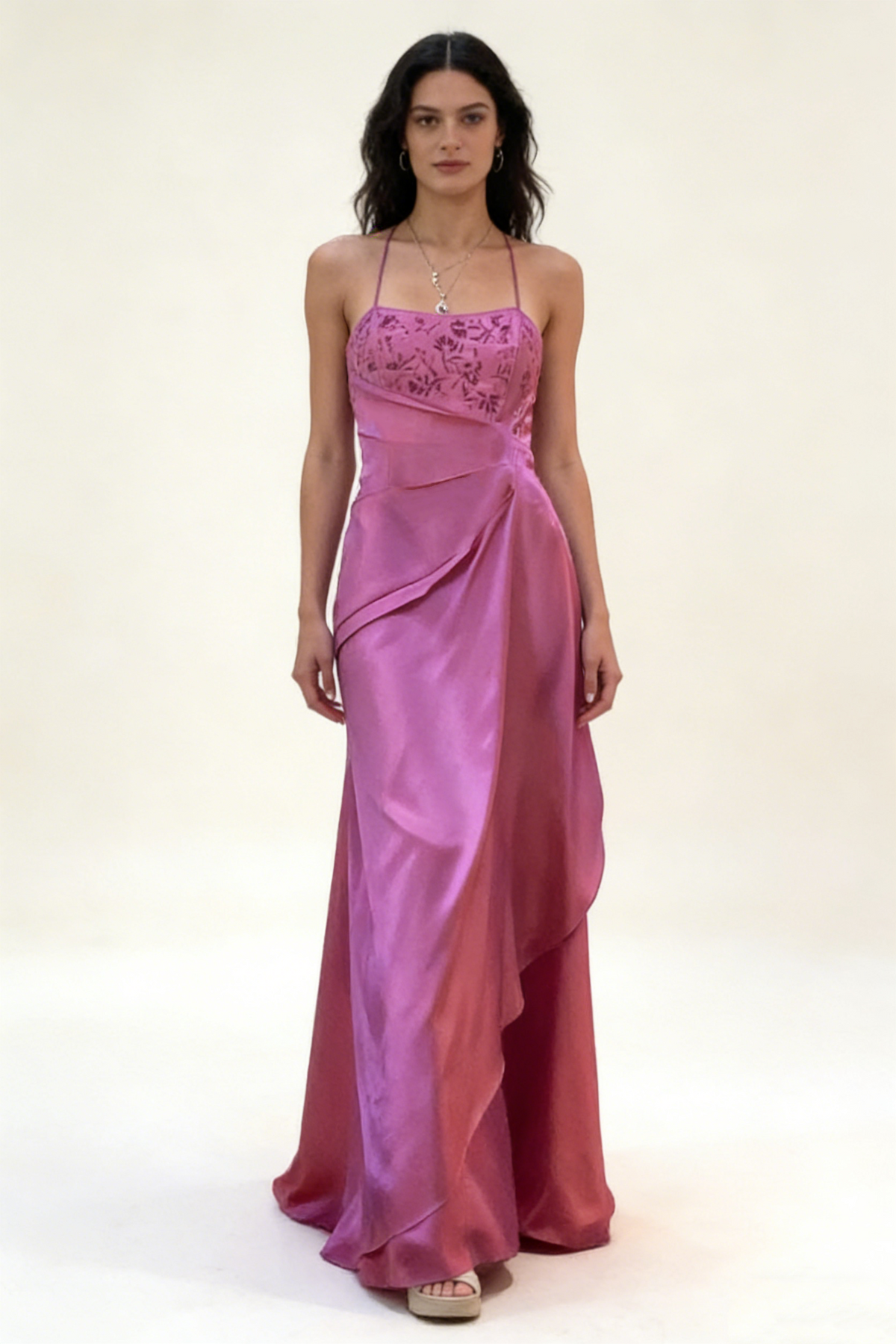 Fuchsia Spaghetti Straps A-Line Vintage Party Dress Birthday Outfits, MD7947