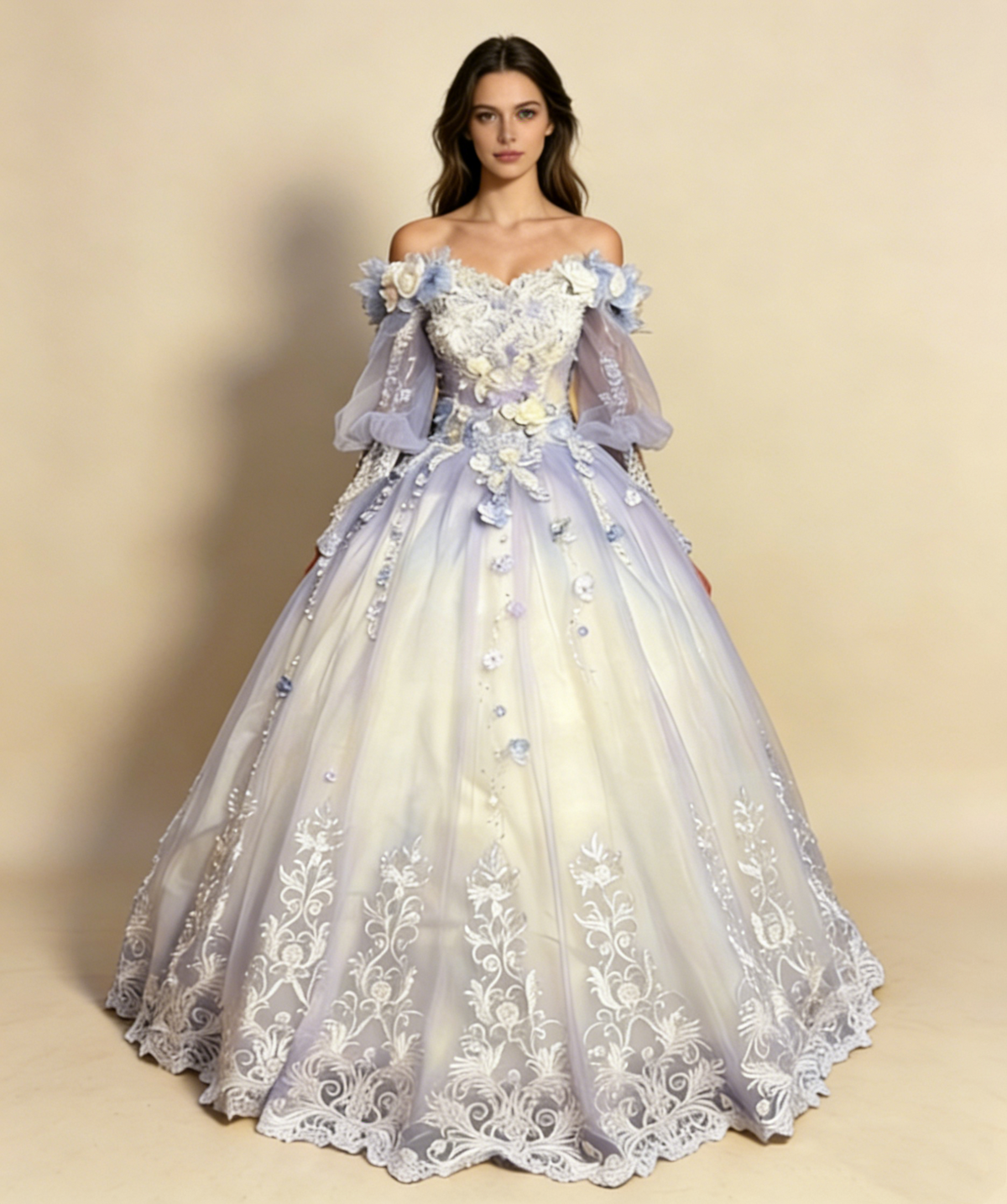 Gorgeous Off Shoulder A-Line Ombre Appliques Evening Gowns Birthday Ball Gowns, D1151