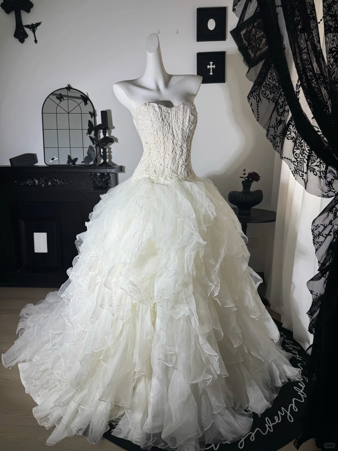 Vintage A Line Sweetheart White Lace Organza Prom Dress Evening Dress SH5609